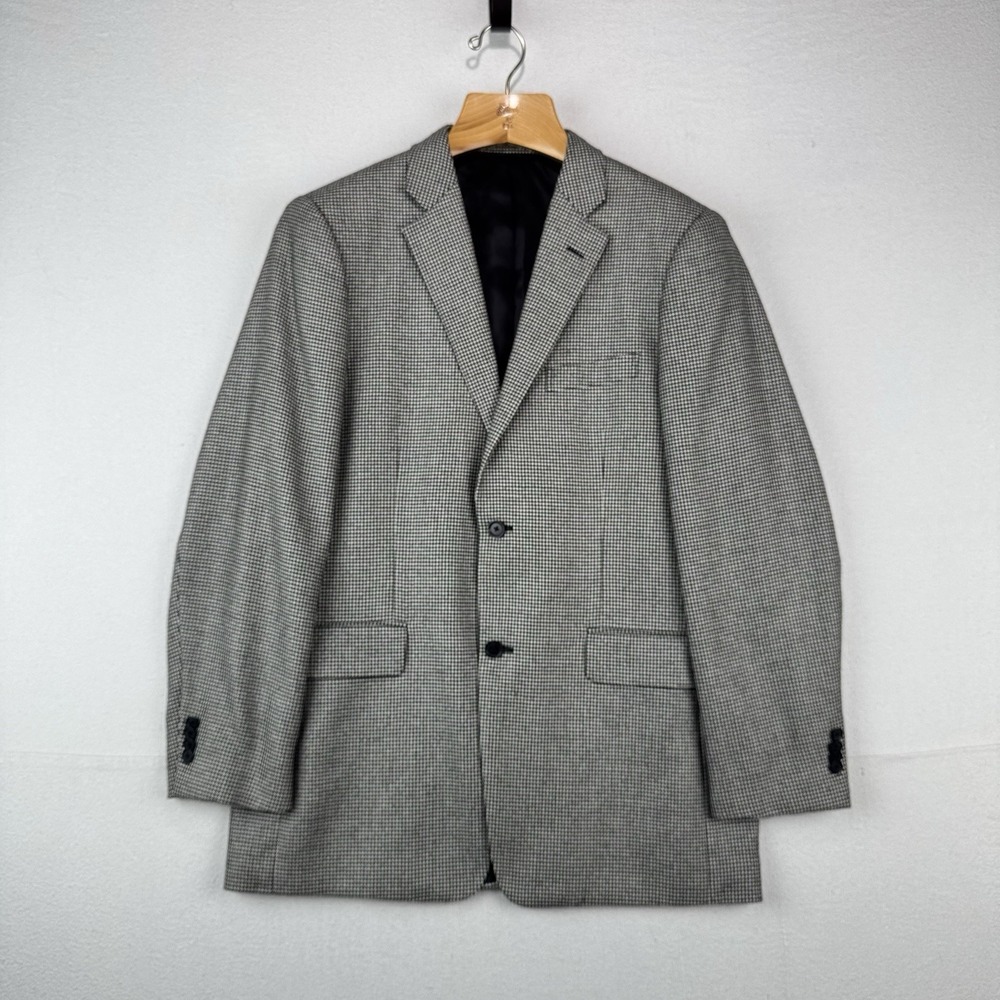 John W Nordstrom Men's 42L Black White Houndstooth Loro Piana Cashmere